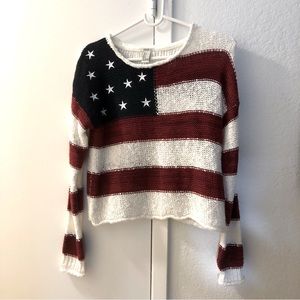 Forever 21 Americana Fourth of July Crop Sweater